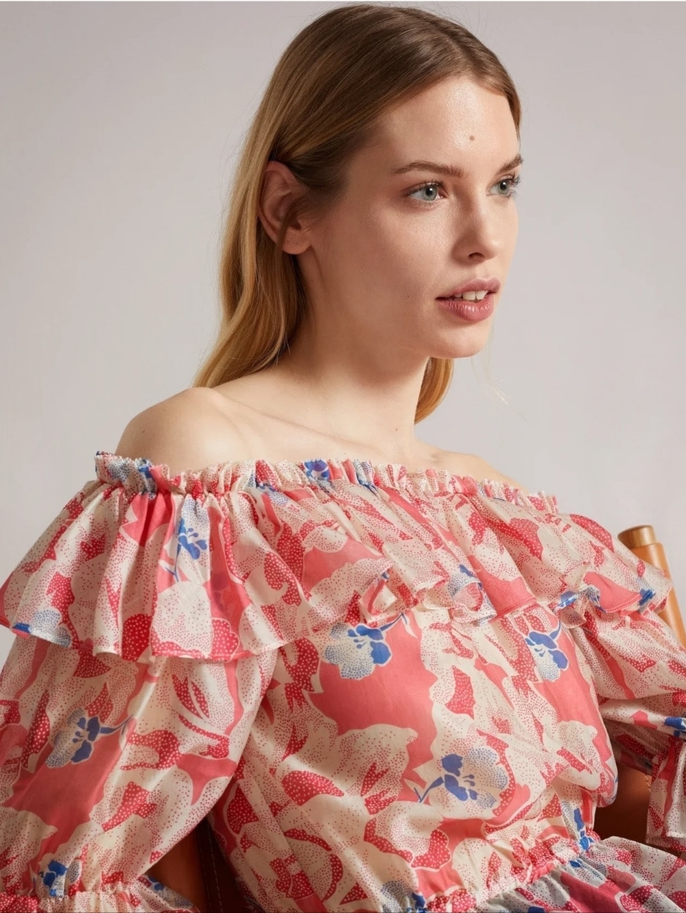 Ted Baker London Harina Off The Shoulder Pink Top - Picture 2 of 11